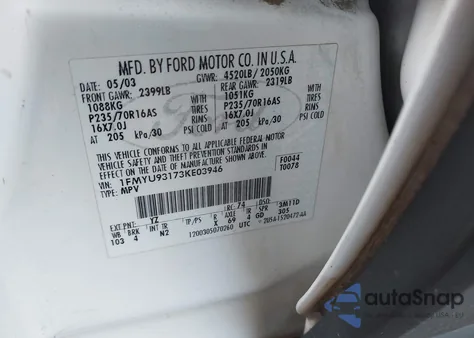 2003 Ford Escape Xlt z USA, uszkodzony, nr VIN 1FMYU93173KE03946